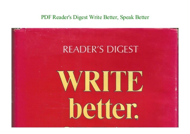 Write Better Speak Better Pdf